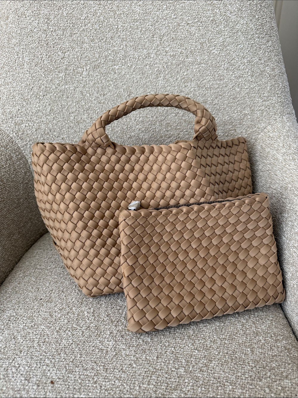 Naghedi St Barths Small Tote and Zip Pouch - Tan